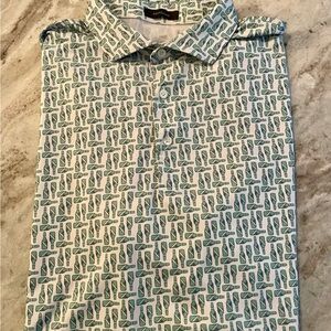 Modern Green and White Geometric Polo Shirt